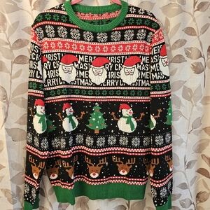 Ugly Christmas Sweater Battery Light Up Santa Snowman Reindeer U Look Ugly Today